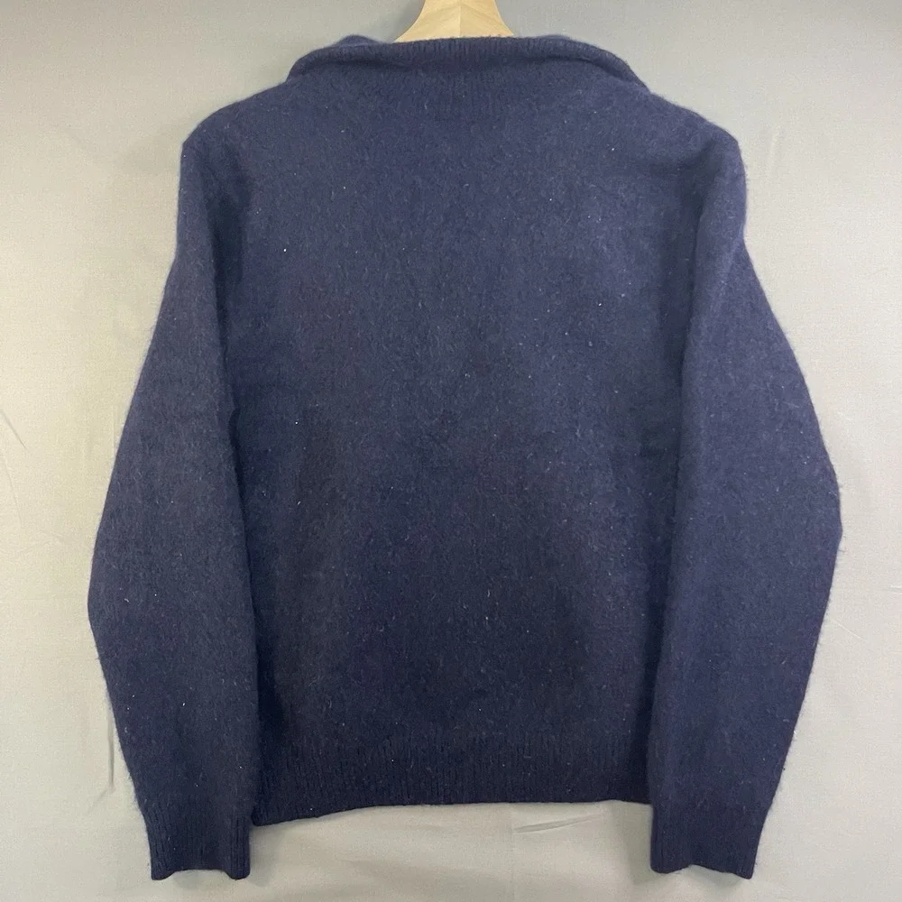 VTG Polo Ralph Lauren Sweater Womens XL Navy 1/4 Zip Wool Cashmere Knit